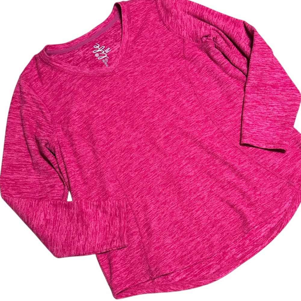 Made for Life Top Women Large Fuchsia Barbie Rounded Hem Y2K Plushy Cozycore